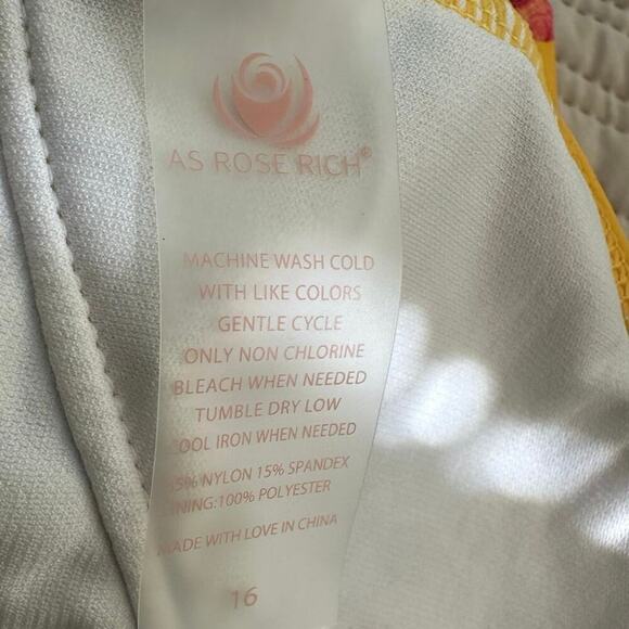 As Rose Rich Girls Yellow Floral One-Piece Swimsuit - Size 16 NEW - Picture 4 of 6